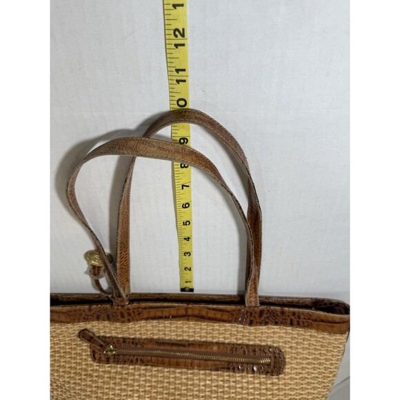 Brahmin Tisbury Collection Raffia Woven Straw Body Vintage & Croc Leather Trim - Picture 12 of 16